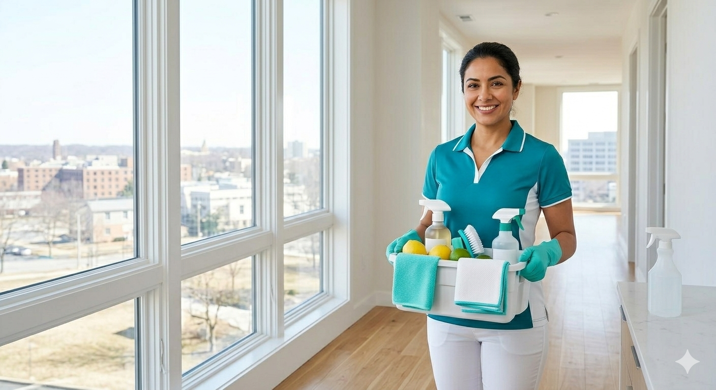 Yadira's Cleaning team member smiling in uniform