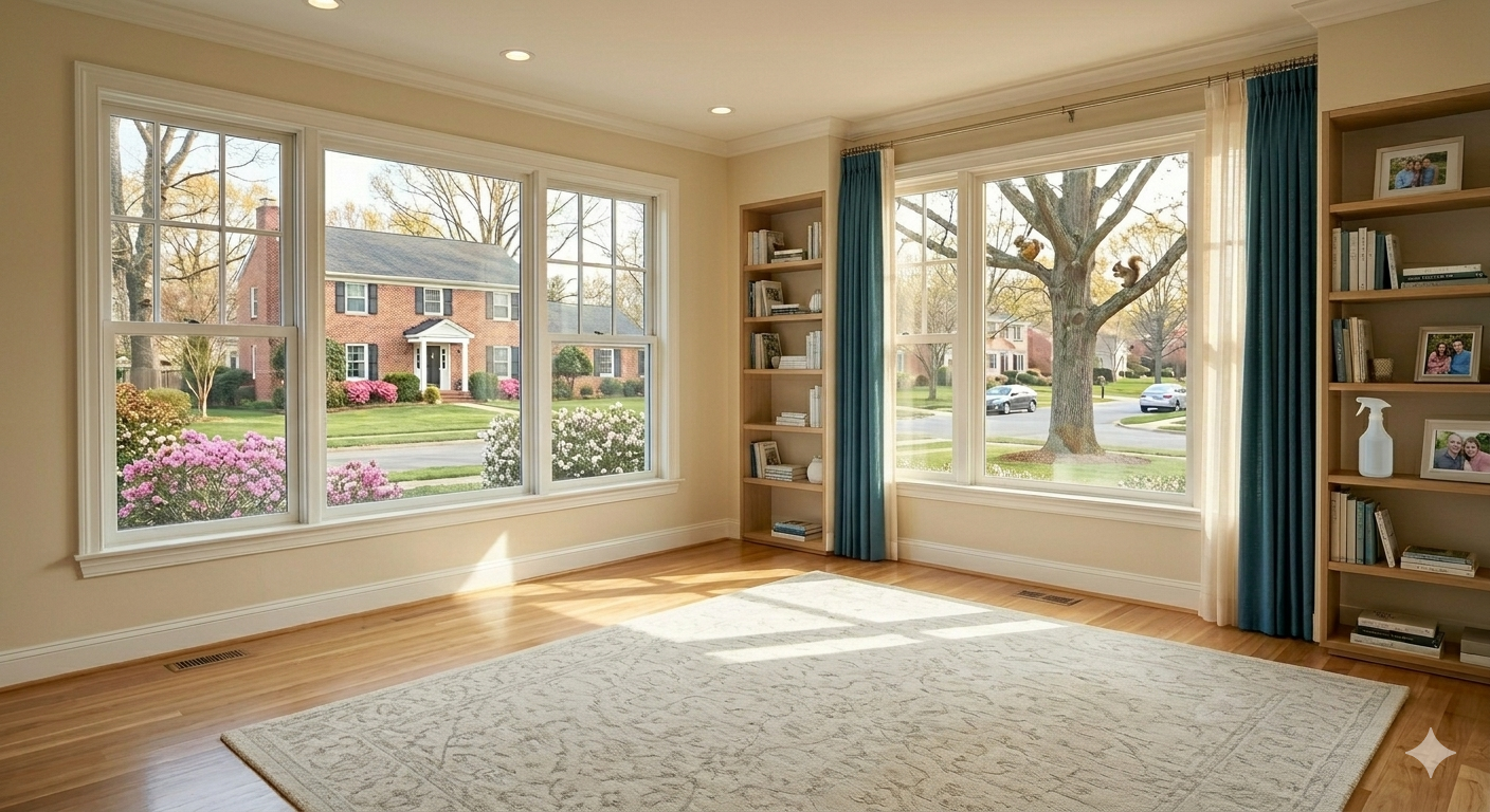 Empty apartment cleaned spotlessly for move-out